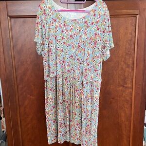 J Jill Spring Garden Floral Layered Casual Knit Jersey Dress Women’s Size XL